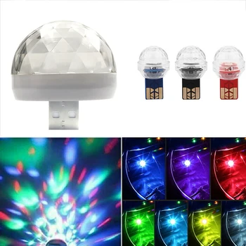 Araba Mini USB RGB LED Disko Aydınlatma Kristal atmosfer ışığı, Ev Aile Partisi Sahne Taşınabilir Renkli Mantar Lamba Topu