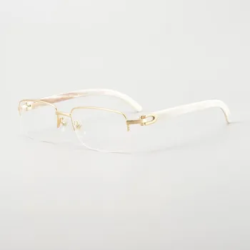 Marka Vintage Okuma Titanyum Boynuz Optik Gözlük Çerçeveleri erkekler En Kaliteli Lüks Yarım jant Reçete Gözlük Çerçevesi 8101096