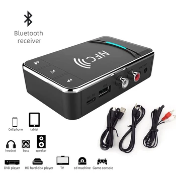NFC-Bluetooth uyumlu 5.0 verici alıcı RCA AUX 3.5 mm stereo jak USB Kablosuz Ses Adaptörü için Araba PC TV Kulaklık
