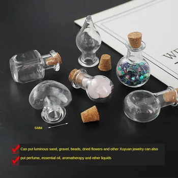 5 Adet Mini Cam Şişeler Temizle Sürüklenen Şişeler Küçük Dileğiyle mantarlı şişeler Tıpalar Düğün Doğum Günü Partisi İçin Dıy El Sanatları