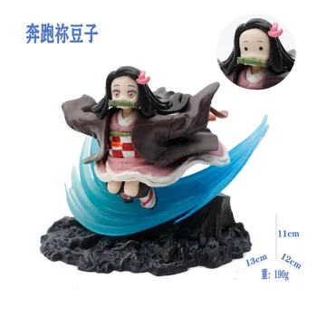 13CM iblis avcısı Anime Figürü Kamado Nezuko Kamado Tanjirou Zenitsu Araba Dekorasyon PVC aksiyon figürü oyuncakları Çocuk Hediyeler