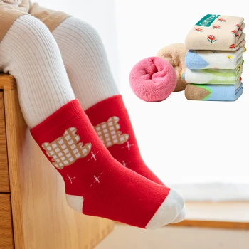 3 Pairs Lot Yenidoğan Bebek Kış diz üstü çorap Baskı Kız Erkek Çocuk Çocuk Bebek Tulumları Pamuk Komik Sıcak Havlu Uzun Çorap