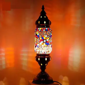 Qianlian Yaratıcı masa lambası Retro Yatak Odası Gece Lambası Cafe Otel Türk El Yapımı Dekoratif masa lambaları Yatak Odası İçin