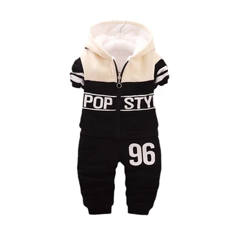 Yeni Kış Bebek Erkek Kız Elbise Takım Elbise Çocuk Moda Sıcak kapüşonlu ceket Pantolon 2 adet / takım Toddler rahat Giyim Çocuk Eşofman
