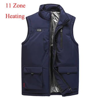 Yeni çift modlu pamuk ceket avcılık termal ısıtıcı ceket kış açık 11 bölge elektrikli ısıtmalı yelek ceketler USB elektrikli ısıtma