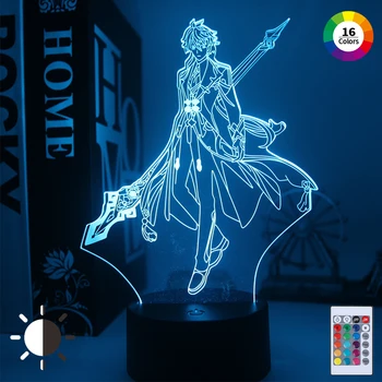 Akrilik 3D Anime Genshinimpact gece lambası yatak odası karikatür ışık ev dekor lamba hediye heykelcik aydınlatma Lamba 
