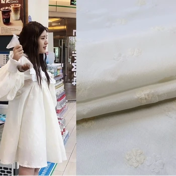 Jakarlı İpliği boyalı Kumaş İnce Beyaz Şeffaf Tulum Kabarcık Etek Moda Koyu Desen giyim kumaşları Elbise Metre