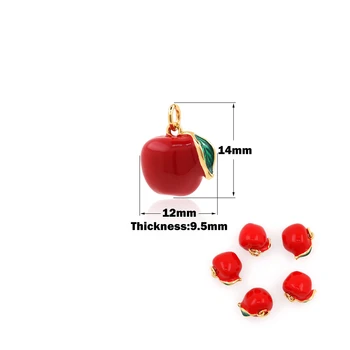 Kırmızı Elma Kolye İçin Kullanılan DIY Takı yapma malzemeleri Emaye Meyve Bilezik Takı Aksesuarları Emaye Charm