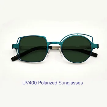 Vintage asimetrik Polarize Güneş Gözlüğü yuvarlak ve kare kadın ve erkek miyopi optik reçete güneş gözlüğü