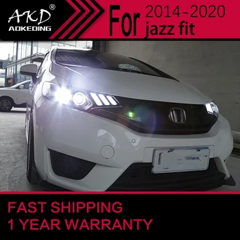 Araba ışıkları Honda Jazz Fit için Far 2014-2020 Fit Kafa Lambası Drl Projektör Lens Otomotiv Aksesuarları