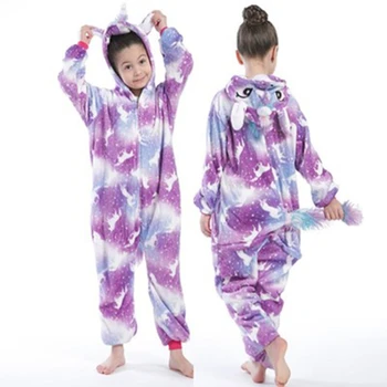 Yeni Çocuk Flanel Pijama Unicorn Pijama Çocuklar İçin Hayvan Karikatür Battaniye Bebek Kostüm Kış Kız Licorne Dikiş Onesie