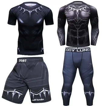 Erkekler MMA Nefes T-Shirt Hızlı Kuru Eşofman MMA Sıkıştırma Spor Spor Spor Giyim Rashguard Eğitim Koşu Seti