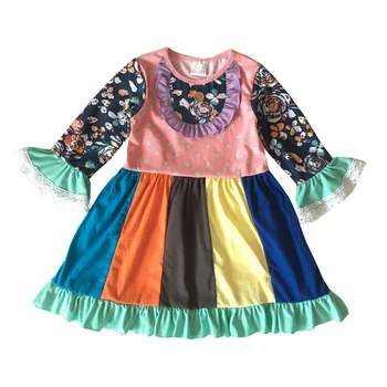 Bırak Alışveriş Çocuk Yeni Stil Sıcak Satış Pamuk Kız Butik Giyim Bebek Çocuk Rahat Parti Elbise Kız uzun Kollu Elbise
