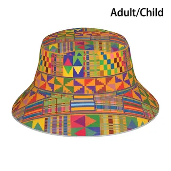 Kente Inspired Kova Şapka güneşlikli kep Grafik Tasarım Desen Afrika Gana Geometrik Geleneksel Etnik Elmas Damalı Bantlı
