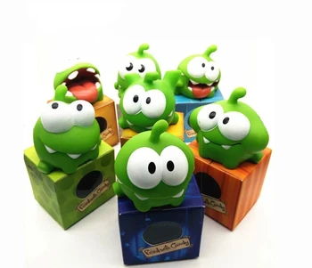 Rastgele 1 adet om nom Kurbağa Kesim Halat aksiyon figürü oyuncakları Ses İle kutuda Yeni Sıcak satış Oyuncaklar çocuklar çocuklar için noel hediyesi