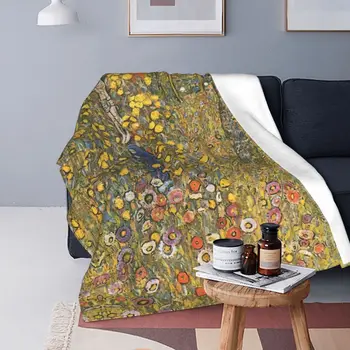 Gustav Klimt Decken Fleece Garten Blume Frühling Leichte Dünne Werfen Decken für Bett Schlafzimmer Quilt