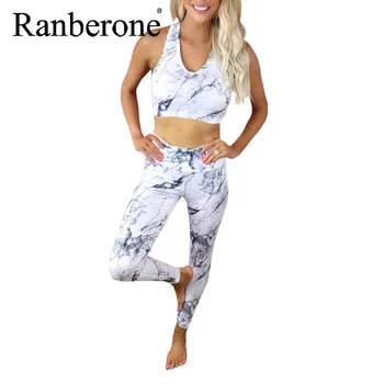 Ranberone 2 ADET Dikişsiz Kadın Yoga Seti Egzersiz Spor Spor Giyim Spor Kolsuz Üst Yüksek Bel Tayt spor elbise