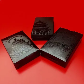 Siyah Plastik Elmas Oyun Kartları Su Geçirmez Siyah Oyun Kartları Koleksiyonu Elmas Poker Kartları Yaratıcı Hediye Köprü Kartları