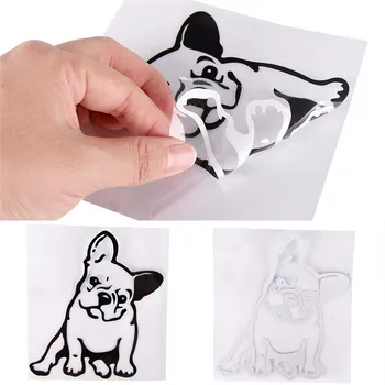 Bulldog Köpek Araba Sticker PET Araba sticker ve Çıkartmaları Hava Koşullarına Dayanıklı Oto Styling Karikatür Araba Çıkartmaları Araba-styling 12cm*13cm