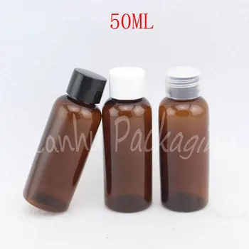 Vidalı Kapaklı 50ML Kahverengi Plastik Şişe, 50CC Şampuan / Losyon Alt şişeleme, Makyaj Alt şişeleme ( 50 adet / grup )