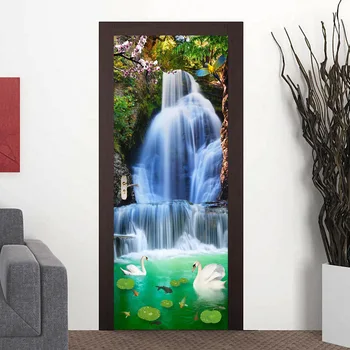 Fotoğraf Duvar Kağıdı 3D Şelaleler Manzara Doğa Resimleri Oturma Odası Çalışma Yaşlı yatak odası kapısı Sticker PVC Ev Dekor Duvar Kağıtları