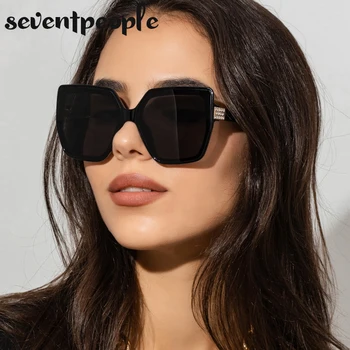 Retro Büyük Boy Kedi Göz Güneş Kadınlar 2021 Lüks Marka Vintage Cateye güneş gözlüğü Kadın Moda Büyük Çerçeve Sunglass UV400