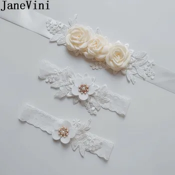JaneVini Beyaz Dantel Gelin Kemerleri düğün elbisesi El Yapımı Çiçekler Nedime Kanat Gelin Kadınlar Balo Parti Şerit Sashes Kemer