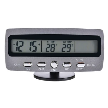 Araba Dijital Saat LCD Termometre voltmetre Voltmetre 12V Çok Fonksiyonlu Araba Dış Sıcaklık Ölçer çalar saat