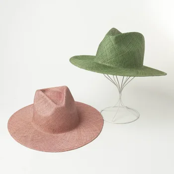 Caz şapka erkek basit moda doğal hasır şapka seyahat plaj büyük saçak güneş koruma şapkası bayanlar kovboy şapkası