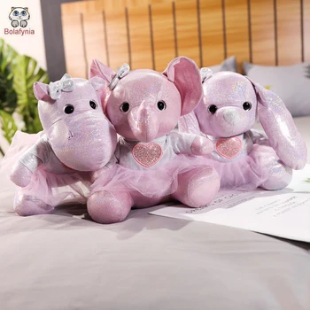 Çocuk peluş oyuncak Renkli Karikatür Hayvan Fil Tavşan Hippo Bebek Çocuklar İçin Doldurulmuş Noel doğum günü hediyesi