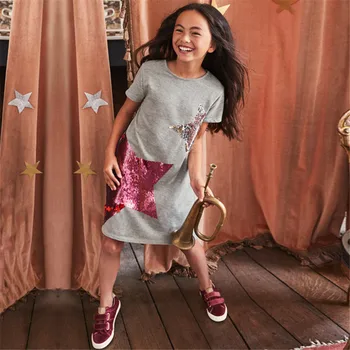 Kız Giyim Yaz Kız Elbise Kız Giyim Prenses Değişim Pullu Elbise Çocuk Kostüm Pamuk Çocuk Giysileri