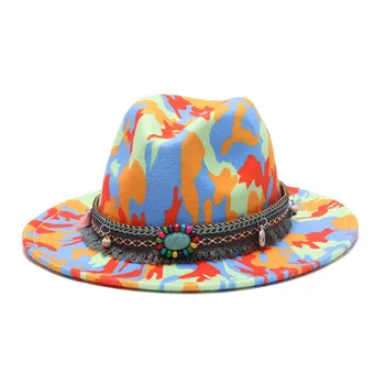 Yeni Moda Kaliteli Geniş fötr şapka Şapka Kadın Yün Keçe Şapka Dekor Panama Fedoras Erkekler Caz Şapka Bahar Sonbahar Toptan