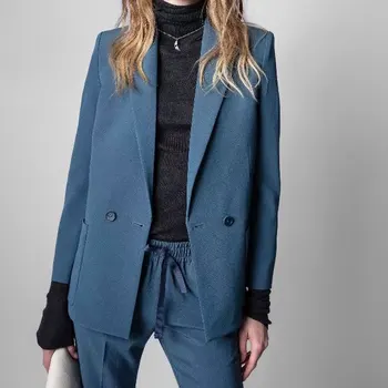Kadın rahat Blazer ceket basit moda vahşi bayan takım elbise ceket
