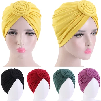 Müslüman Kadınlar Düğüm Büküm Kanser Kemo Kap Şapka Kaput Türban Bere Saç Dökülmesi Kapak Şapkalar Eşarp Arap Başkanı Wrap Düz Renk Yeni