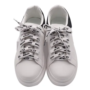 Weiou Dantel Premium Kalite Kanvas Ayakkabı Halat Toptan Özelliği İpek Ekran Lüks Baskılı Beyaz Kordon 9mm Polyester Düz Lacet