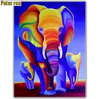 Peter ren Diy elmas boyama çapraz dikiş 5D elmas nakış yuvarlak Mozaik simge Tam Taklidi Renk fil bebek fil