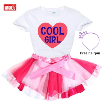 Tutu Setleri Kızlar Çocuklar için Bebek 2021 kız çocuk yaz elbisesi Doğum Günü Elbise Bebek Takım Elbise Chill Setleri 2 Parça Setleri Çocuklar için Serin Kız Kalp