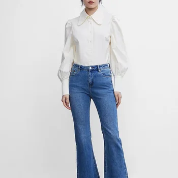 XIKOM Bahar Moda Kadın Bluzlar 2022 Katı Kadın Gömlek Yüksek Kalite Uzun Kollu Üst Rahat İnce Üst Kadın