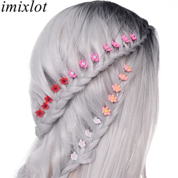 Imixlot 20 adet Tatlı Güzel Plastik Güneş Çiçek Saç Pins Kadınlar Düğün Parti U Şekli Zambak Çiçek Saç Klipler Gelin Headdress