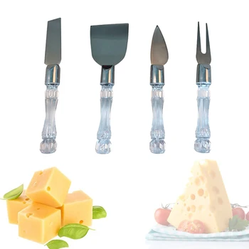 4PCS Peynir Paslanmaz Çelik Kristal Peynir Kesici Peynir Kurulu Tereyağı Spatula Mutfak Peynir Araçlar Ele Bıçak 