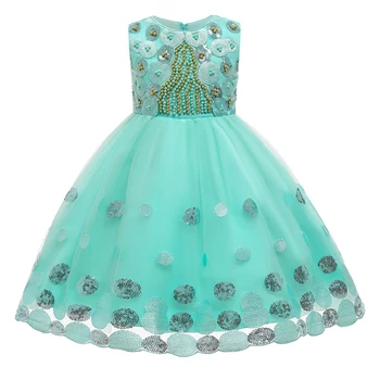 Yaz Gençler Dantel Nakış Akşam Düğün Tutu Prenses Elbise Kız Zarif doğum günü partisi elbisesi Kız Elbise