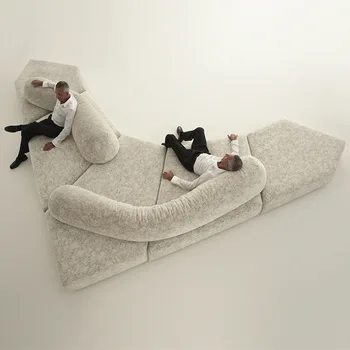 TuyaItalian özel şekilli kanepe tasarımcı Modern basit Villa oturma odası ışık lüks modülü kombine kumaş kanepe
