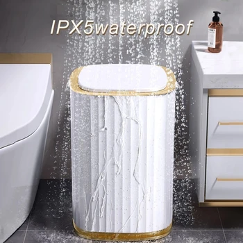 15L sensörlü çöp kovası Büyük Kapasiteli çöp tenekesi Otomatik İndüksiyon Su Geçirmez çöp tenekesi kapaklı Banyo Mutfak Tuvalet için