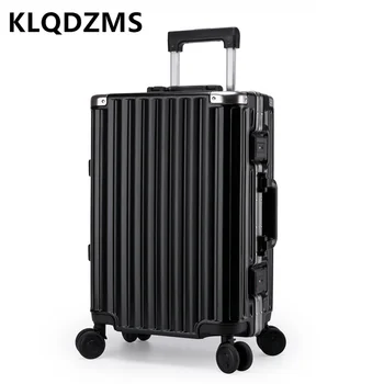 KLQDZMS Yüksek Kalite Moda 20'24 İnç Macaron Renkli Bagaj Basit Tarzı Iş Bavul Unisex Sorunsuz Bir Seyahat Kılıf