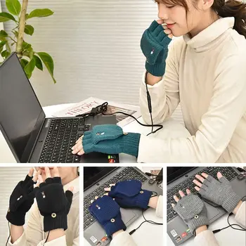 Taşınabilir el sıcak 2 Taraflı USB Cabrio Parmaksız eldiven örme eldivenler ısıtma eldivenleri elektrikli ısıtmalı eldiven