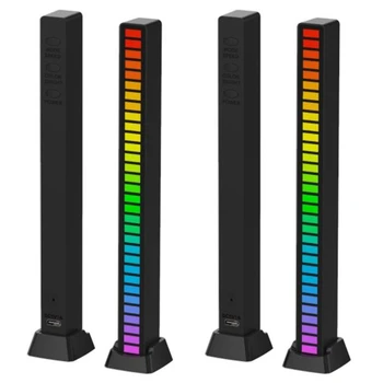 2X Akıllı led ışık çubukları, RGB müzik seviyesi gösterge ışığı USB ses Ses kontrolü Ses, Araba oyunları için 32 Bit, PC,TV, Siyah