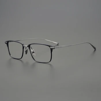 Saf Titanyum gözlük çerçeve erkekler Japonya tasarımcı marka kare optik gözlük Miyopi okuma kadınlar reçete gözlük