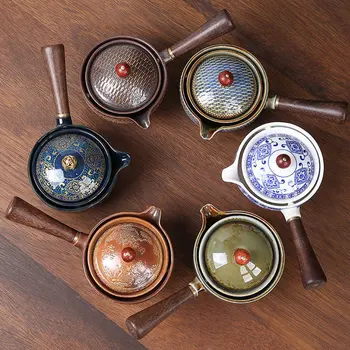 Çin çaydanlık seti Ahşap El Gong fu çay seti Taşınabilir 360 Rotasyon çay makinesi ve Demlik Teaware Geleneksel Zanaat Hediye