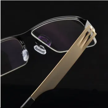 Süper Ince hafif alaşım Erkek Yarım Jant Gözlük Çerçevesi Bahar Menteşeli Optik Altın Iş tarzı moda 7658
