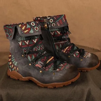2021 Kadın Bayanlar Retro Bohem Tarzı Ayak Bileği Zip kısa Çizmeler Patik rahat ayakkabılar kadın Kış
